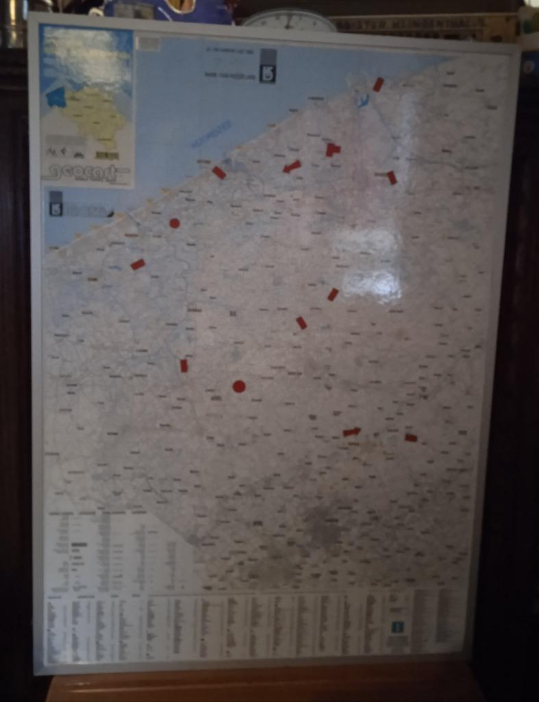 Magnetisch toeristische wegenkaart West-Vlaanderen te koop., Ophalen, Gebruikt, Magneetbord