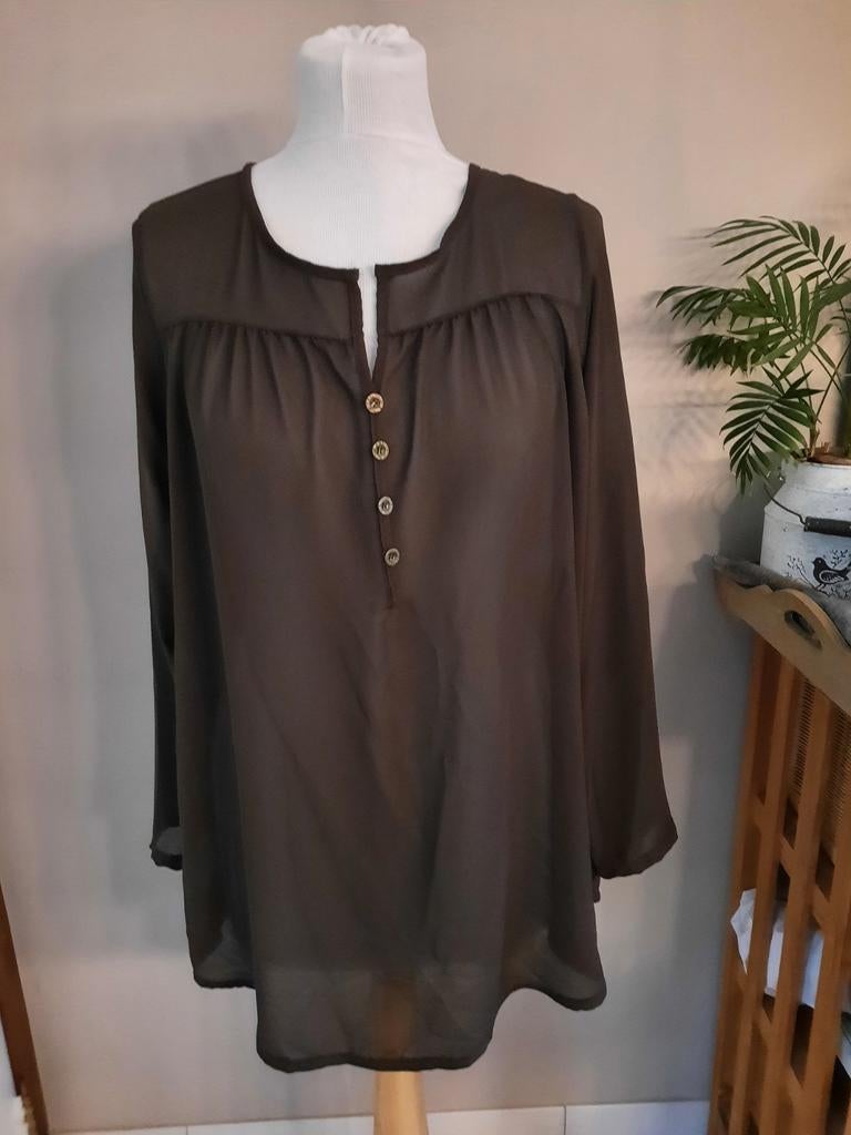 Blouse en voile - couleur marron foncé - taille M/L, Enlèvement ou Envoi, Comme neuf, Taille 38/40 (M), Brun