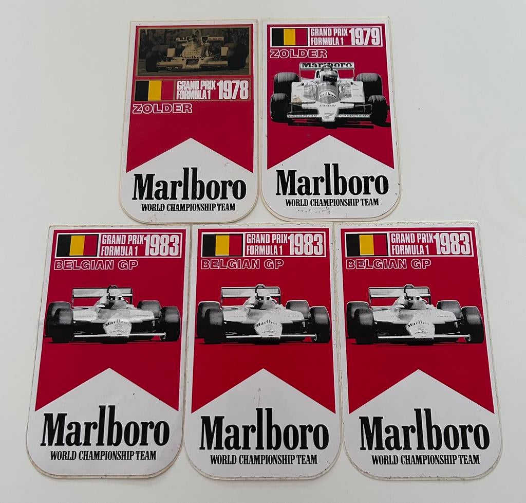 F1 stickers Marlboro (5x), Verzamelen, Verzenden, Gebruikt, Formule 1