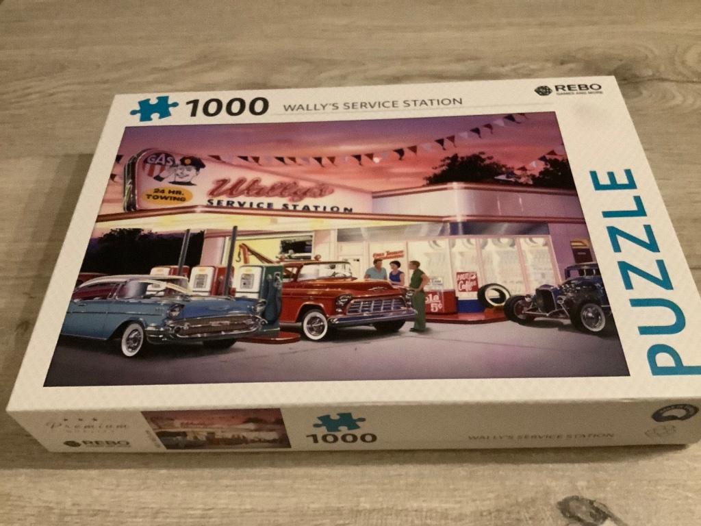 Puzzle de la station-service Wally (1000 pièces), Enlèvement ou Envoi, 500 à 1500 pièces, Comme neuf, Puzzle