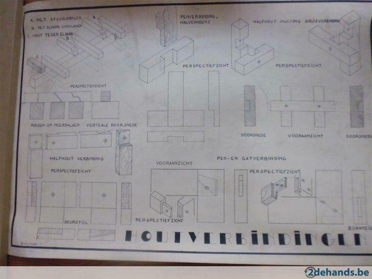 oude tekening houtverbindingen