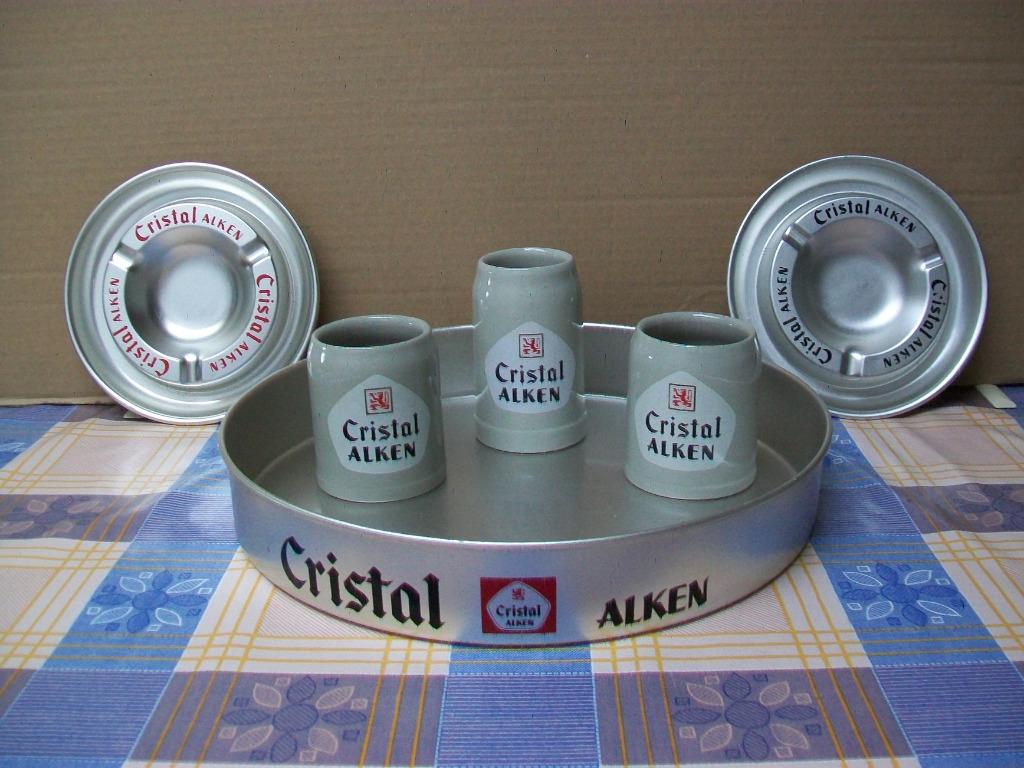 Cristal Alken - Bierpot - Plateau - Asbak - Bier Bière Pils, Verzamelen, Ophalen of Verzenden, Gebruikt, Glas of Glazen, Overige merken