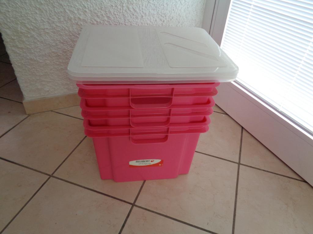 Bac plastique Alibert rose avec couvercle X 3 pièces, Enlèvement, Utilisé, Autres matériaux