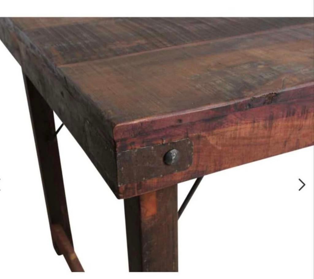 Robuuste inklapbare eettafel – Gerecycled hardhout, Antiek en Kunst, Ophalen