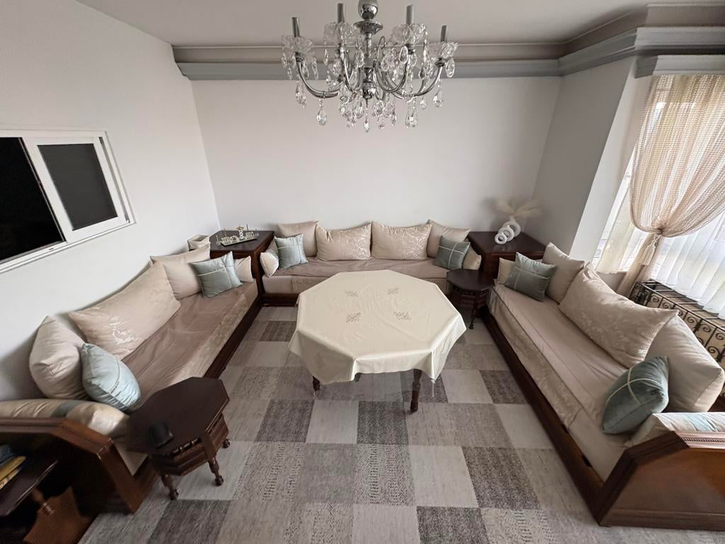 Salon marocain 2x fauteuil de 2m et 1x de 2,50m, Maison & Meubles, Canapés | Coins salons complets, Utilisé, Bois, Tissus, Enlèvement