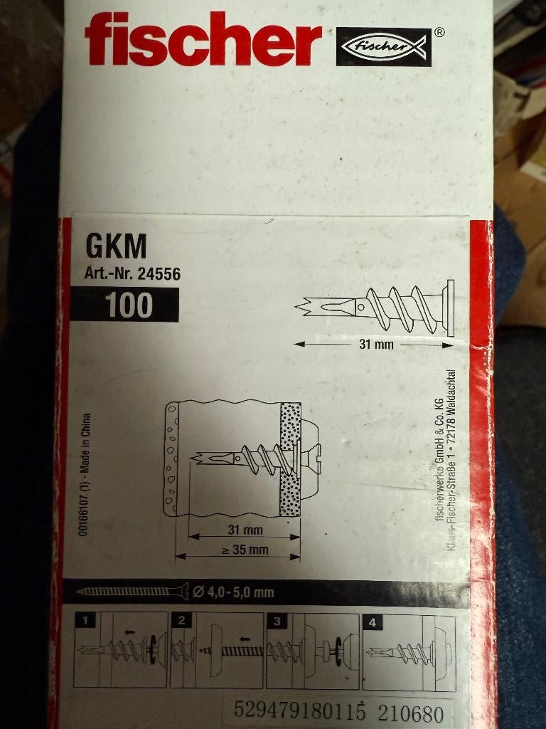 GKM metalen anker voor gipsplaat, Doe-het-zelf en Bouw, IJzerwaren en Bevestigingsmiddelen, Nieuw, Schroeven, Minder dan 50 mm