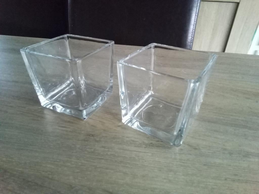 2 potjes in glas, Ophalen of Verzenden, Gebruikt, Minder dan 25 cm