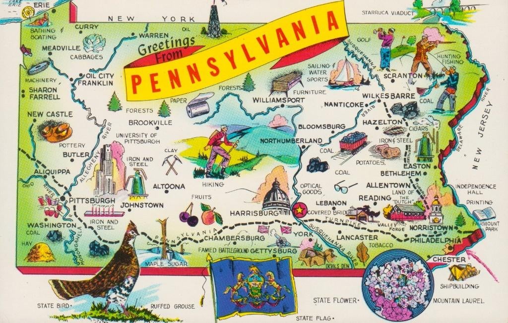 USA - Prentkaart Pennsylvania, Verzenden, Ongelopen, Buiten Europa