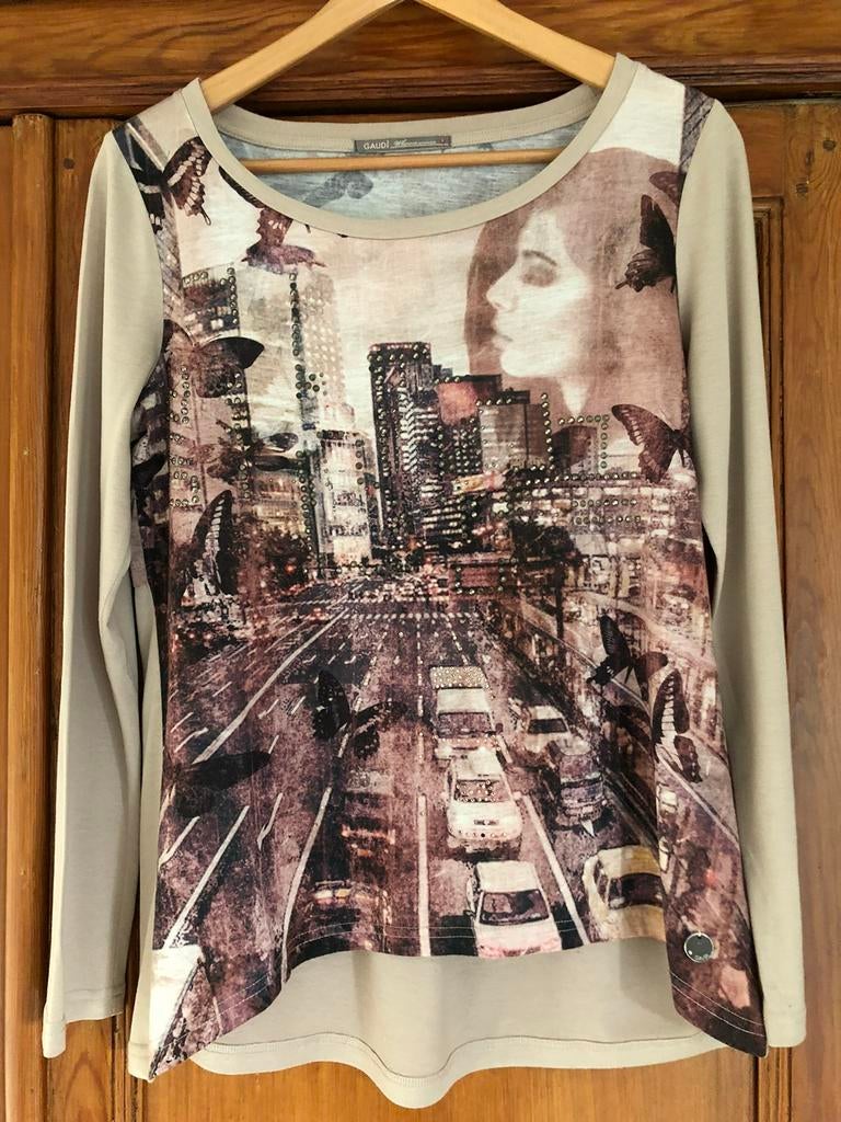 T-shirt lange mouwen, merk Gaudi, maat medium, Kleding | Dames, Maat 38/40 (M), Overige kleuren, Ophalen of Verzenden, Zo goed als nieuw