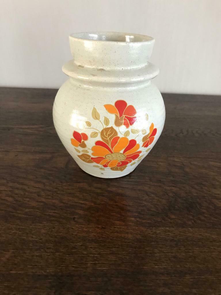 Vase gris à fleurs orange, Enlèvement ou Envoi