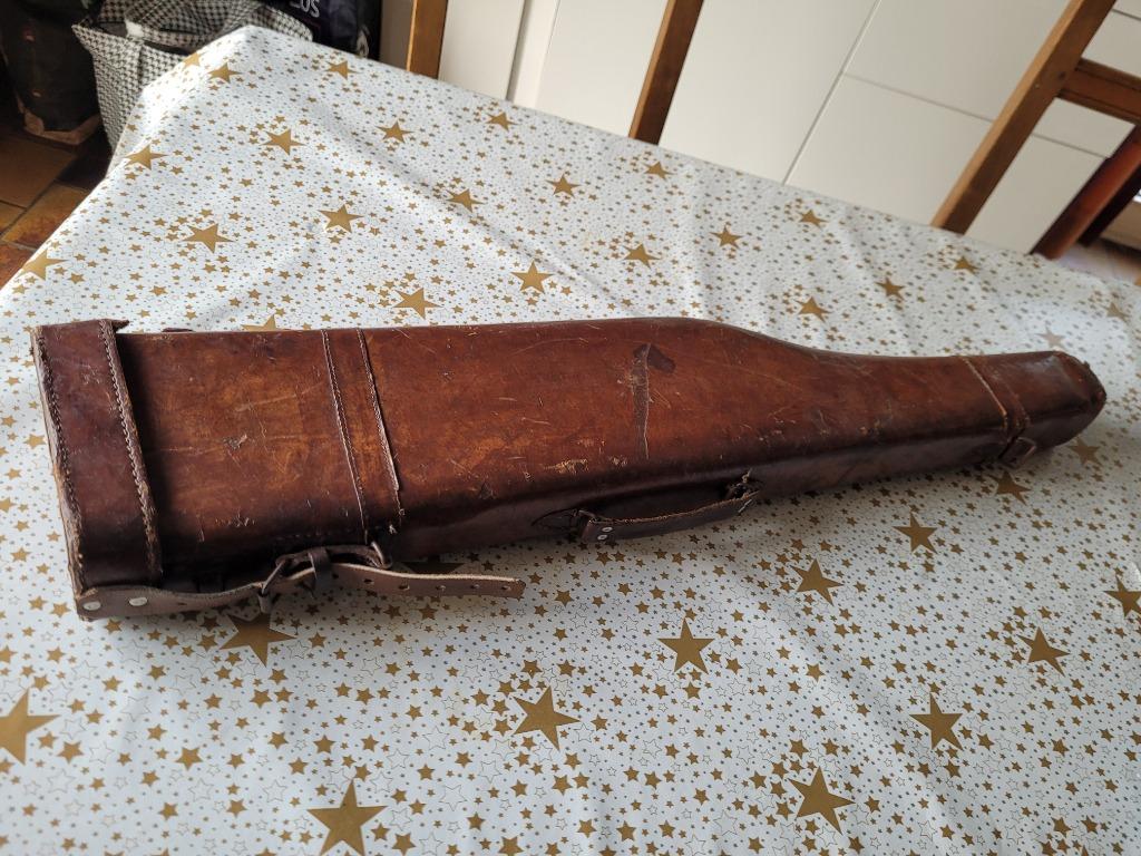 Ancien étui en cuir pour carabine pliante, Ophalen of Verzenden