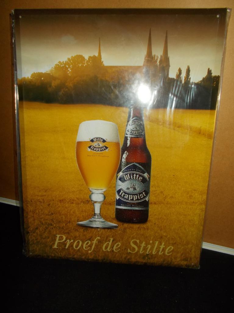La Trappe - Witte trappist - oude reclame in blik - 2005, Verzamelen, Ophalen of Verzenden, Zo goed als nieuw, Reclamebord, Plaat of Schild