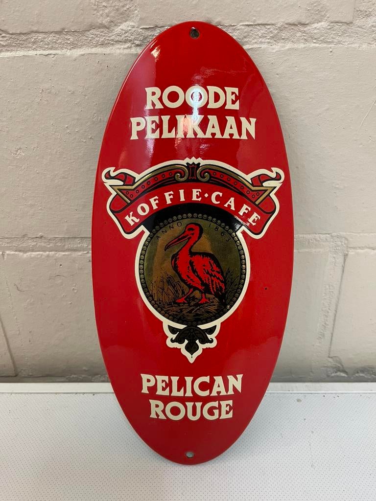 Roode pelikaan emaille nieuw ( 14,5 op 31,5), Verzamelen, Ophalen of Verzenden, Zo goed als nieuw