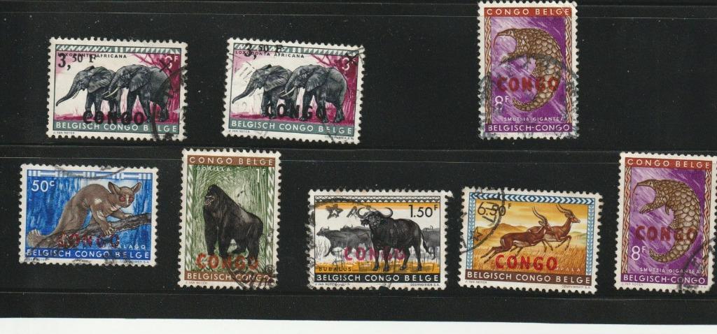 CONGO    TIMBRES  ANIMAUX  SURCHARGE  ROUGE /  NOIRE  1960, Enlèvement ou Envoi, Autres pays, Affranchi