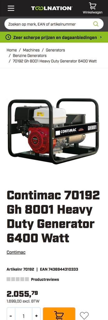 Generator 6,4kW, Ophalen