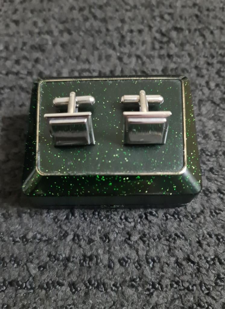 Boutons de manchette en argent - Base échiquier, Nieuw, Zilver, Verzilverd