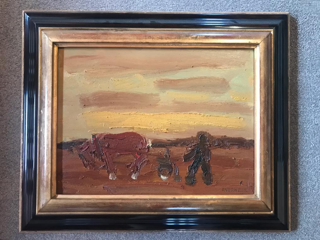 schilderij 'boer aan de ploeg' - Alfons Vermeir, Antiek en Kunst, Ophalen