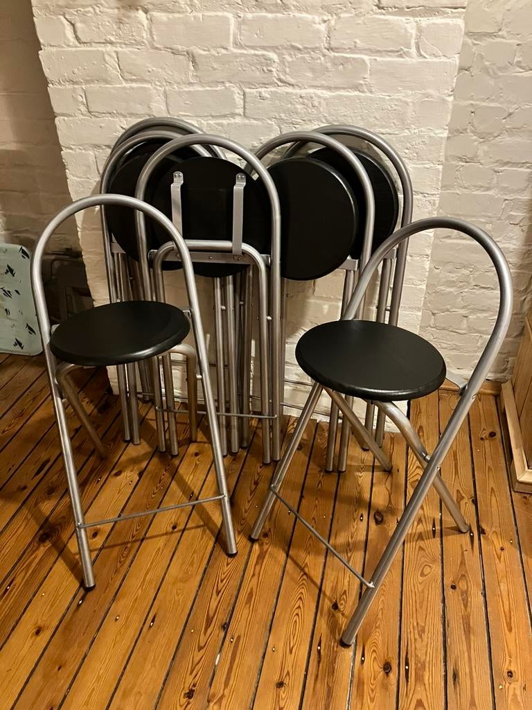 7 partystoelen - zwart-grijs, Ophalen, Zo goed als nieuw, Grijs