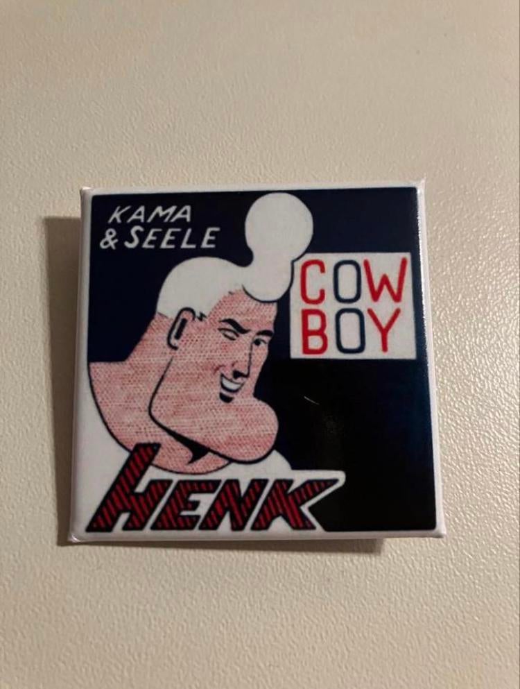 Vierkante pin / button van Cowboy Henk, Boeken, Stripverhalen, Ophalen of Verzenden