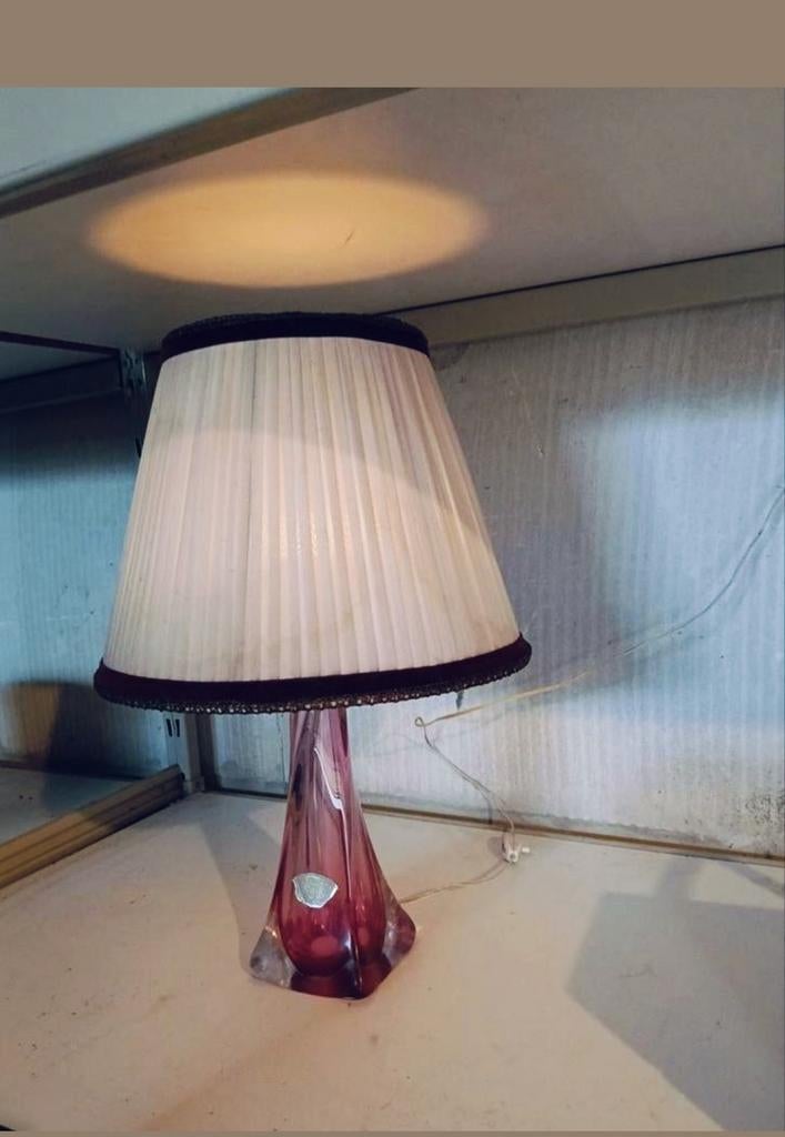 Val Saint Lambert lamp originele kap retro vintage, Ophalen of Verzenden