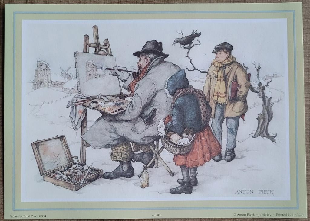 Anton Pieck: grote prent - 18 cm op 13 cm, Ophalen of Verzenden, Zo goed als nieuw, Overige onderwerpen, Prent