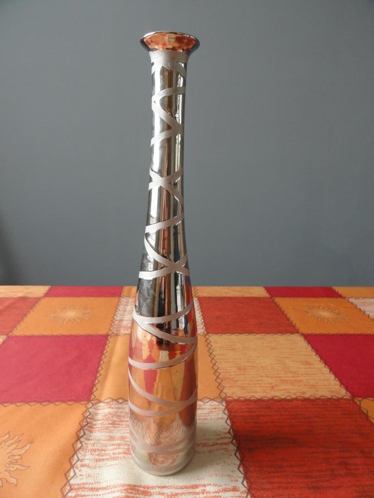 Vase argenté style "batte de base-ball ", Maison & Meubles, Accessoires pour la Maison | Vases, Comme neuf, Autres couleurs, Moins de 50 cm