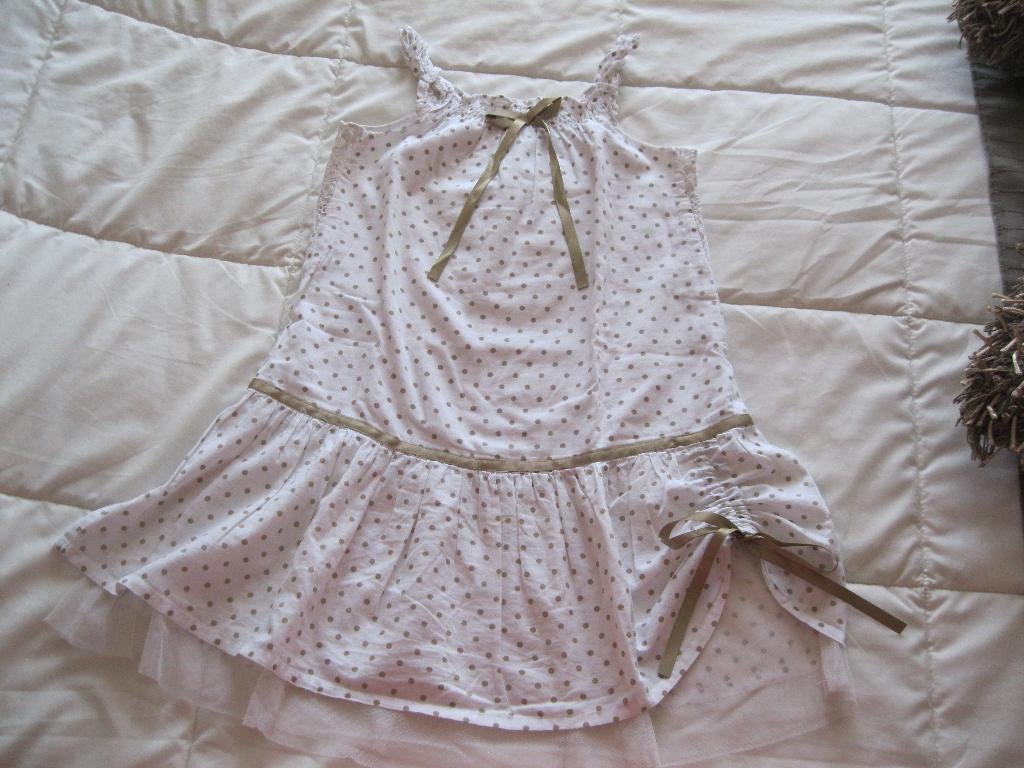 Robe ceremonie Premaman blanche à pois beiges 8 ans, Robe ou Jupe, Enlèvement ou Envoi, Utilisé, Premaman