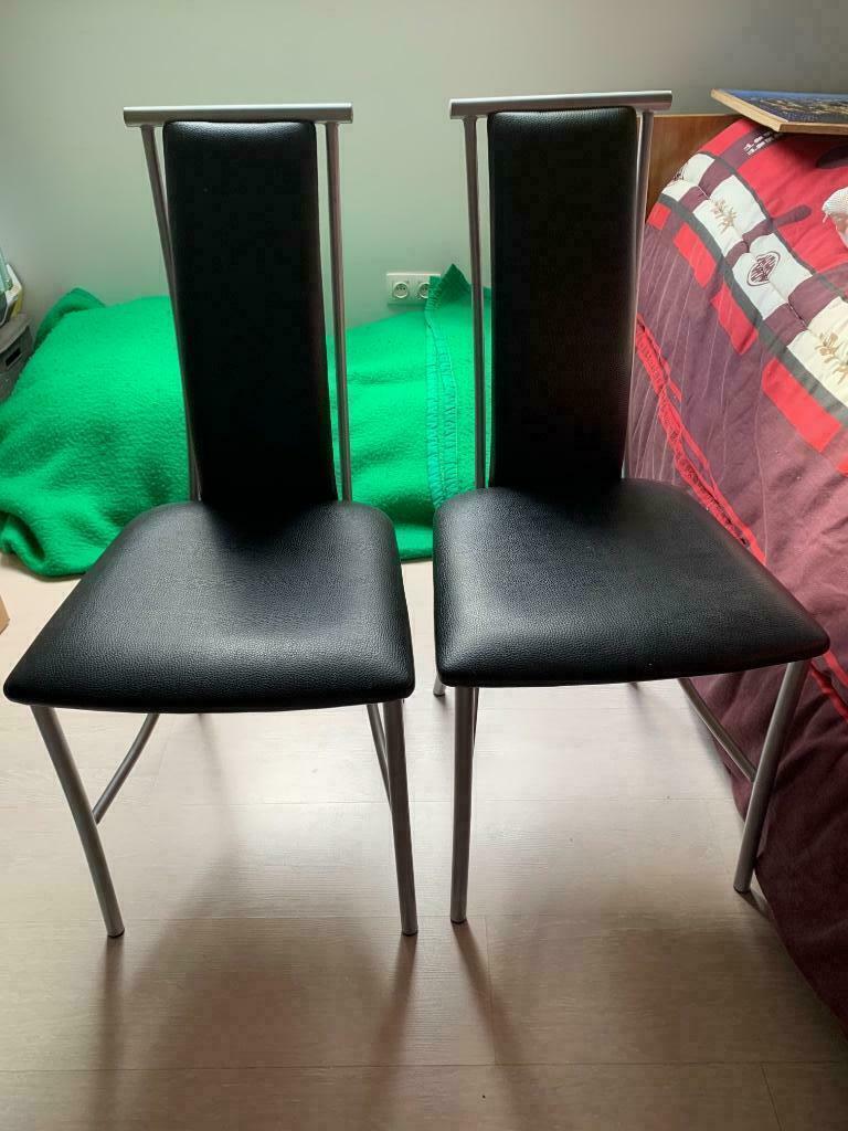 Keukenstoelen, Ophalen, Gebruikt, Zwart, Leer