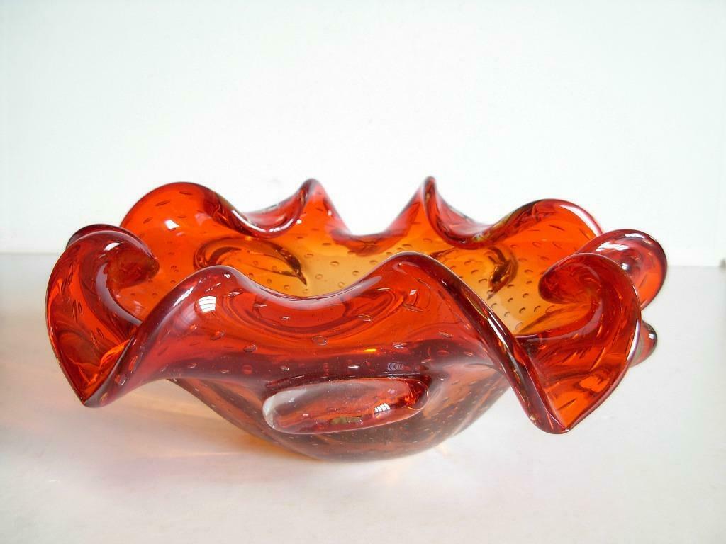 Murano sierschaal in rood 'bullicante' glas (24 cm), Ophalen of Verzenden