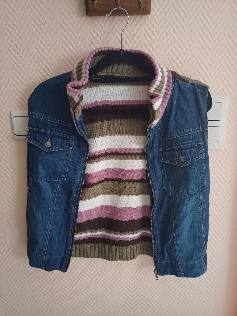 gilet jeans et laine, Vêtements | Femmes, Pulls & Gilets, Enlèvement ou Envoi, Porté, Taille 36 (S)