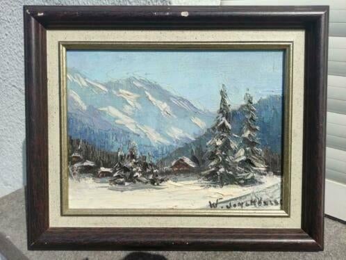 huile sur toile paysage enneige signe Walter Jonckheere, Enlèvement ou Envoi