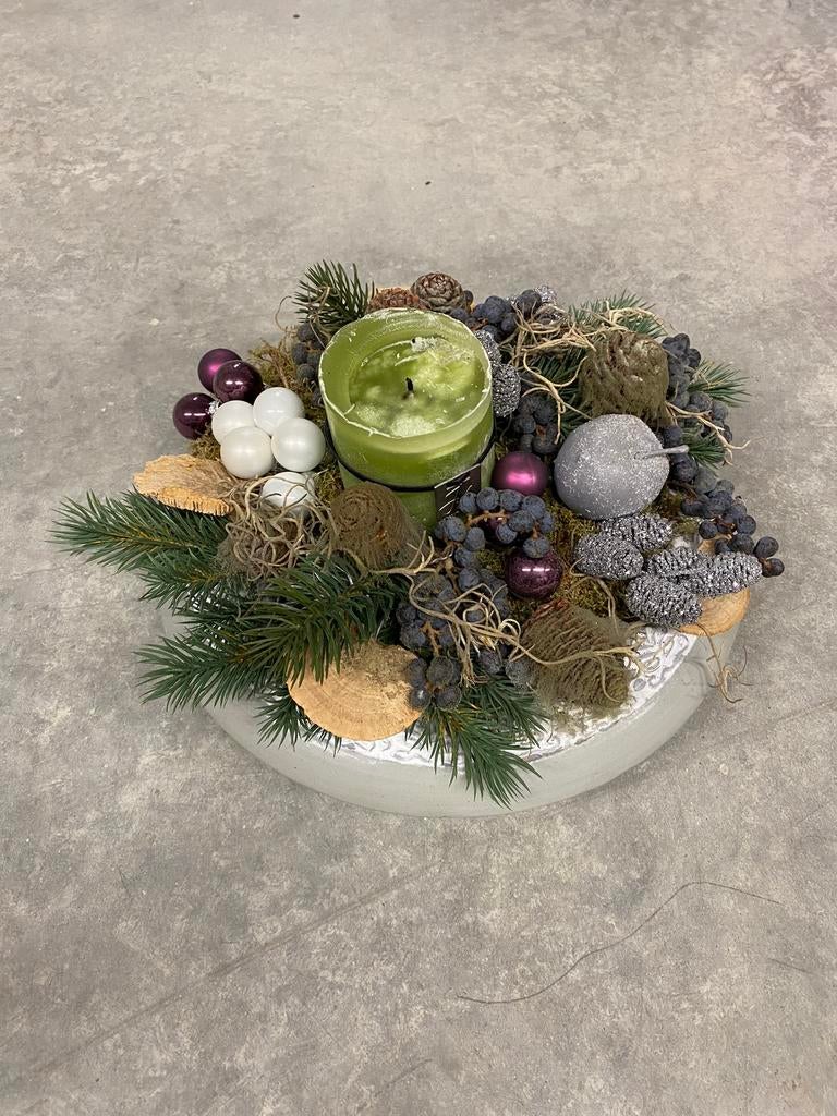 Kerstdecoratiestuk met J-line kaars, Ophalen of Verzenden, Zo goed als nieuw