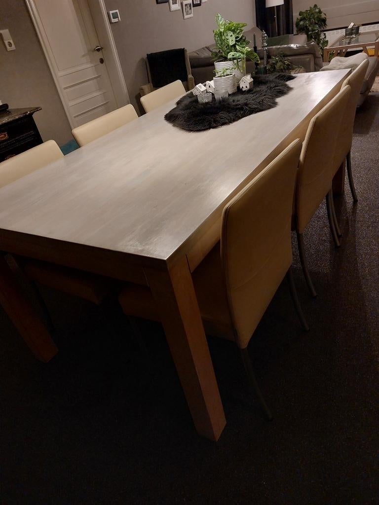 Tafel, massief eik, 200cm x100cm, Huis en Inrichting, Ophalen of Verzenden, Zo goed als nieuw