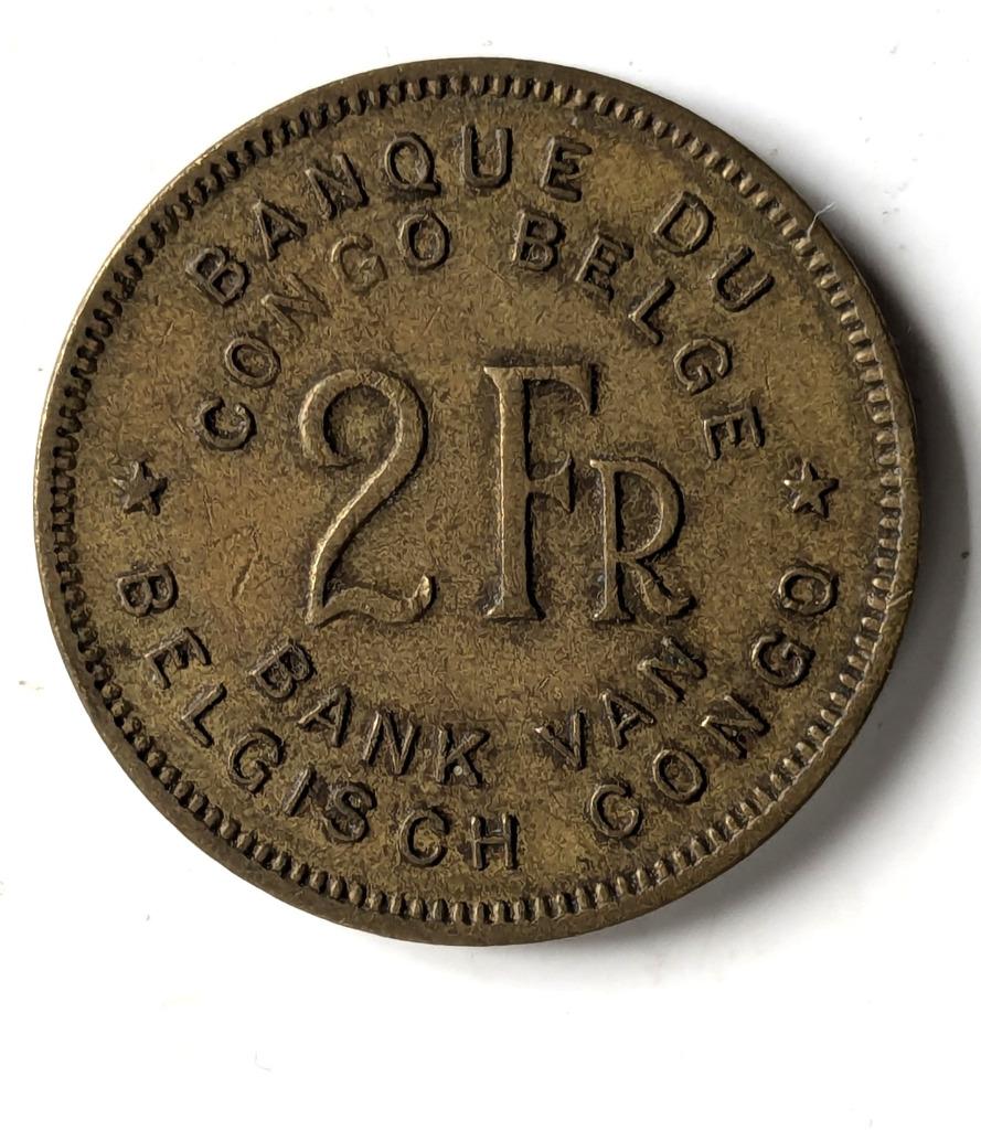 Monnaie Congo Belge : 2 francs 1947, Enlèvement ou Envoi, Autres pays, Monnaie en vrac