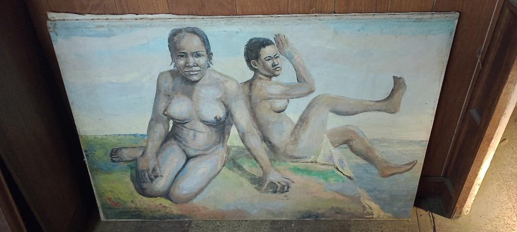 Grande peinture sur toile signée, nu féminin, 118x80, n640, Enlèvement