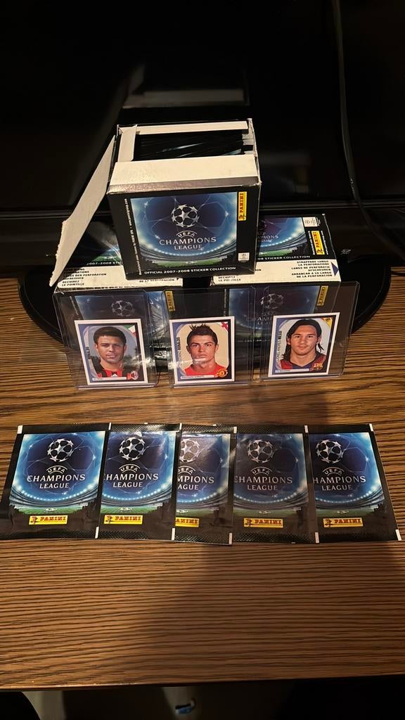 5 zakjes panini champions league 2007-2008, Verzenden, Zo goed als nieuw, Meerdere stickers