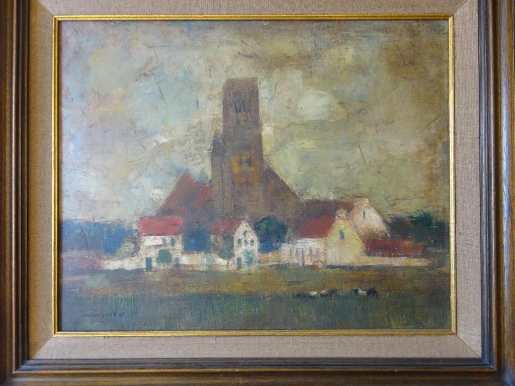 Jean Oosterlynck, Damme '69, doek, 40 x 50 cm, Ophalen of Verzenden
