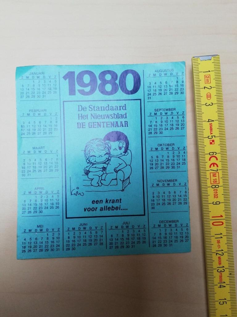 Gratis kalendersticker van De Standaard uit 1980, Verzamelen, Stickers, Ophalen of Verzenden
