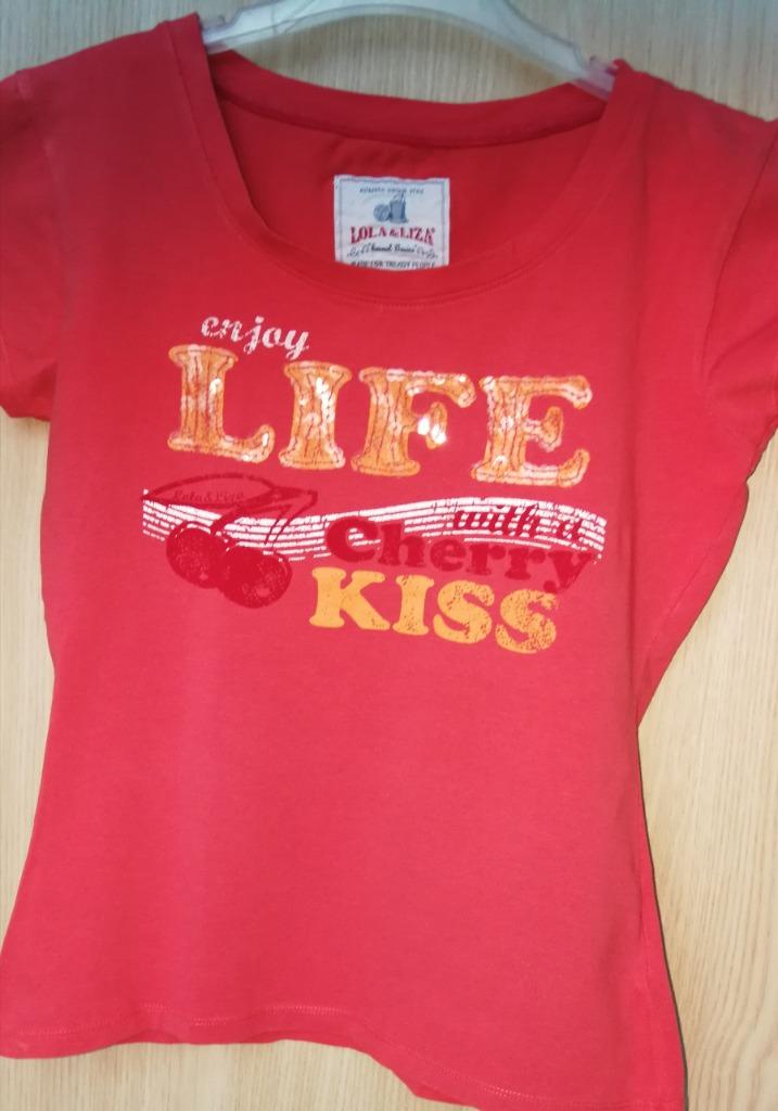 Rode T-shirt - Lola & Liza - maat S (164-170), Kinderen en Baby's, Lola & Liza, Meisje, Ophalen of Verzenden, Zo goed als nieuw