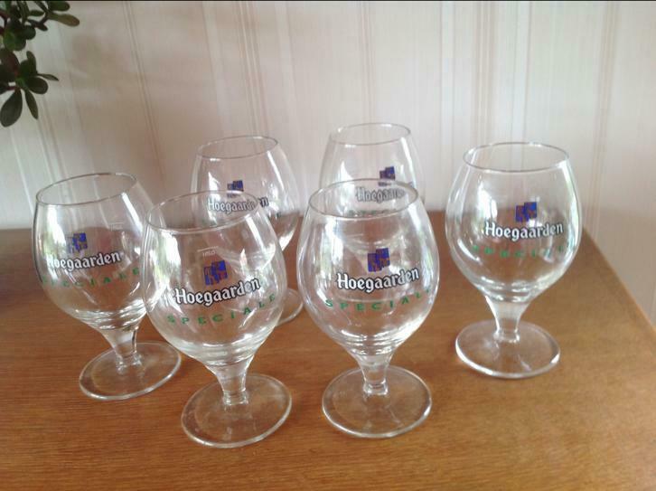 6 Bierglazen Hoegaarden speciale op voet 0,25Cl, Ophalen of Verzenden, Nieuw, Bierglas