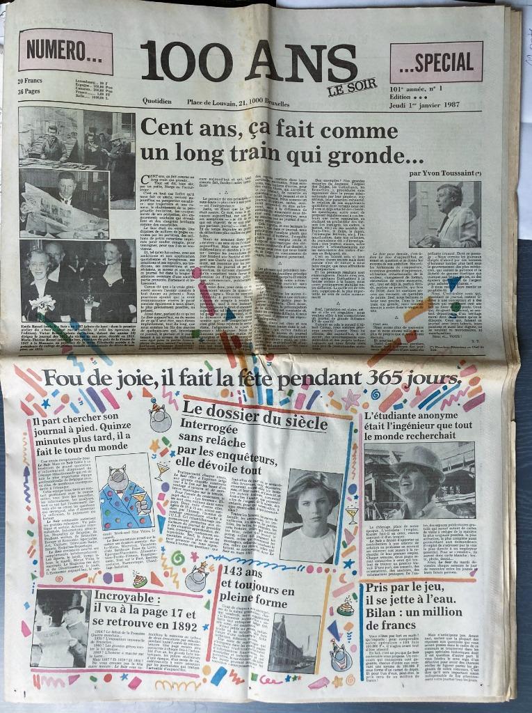Le Soir, Centenary Collector's Issue, Ophalen, 1980 tot heden, Krant