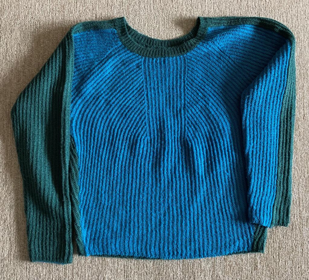 Pull meisjes blauw/donkergroen Wibra maat 152, Gebruikt, Meisje, Trui of Vest, Ophalen of Verzenden