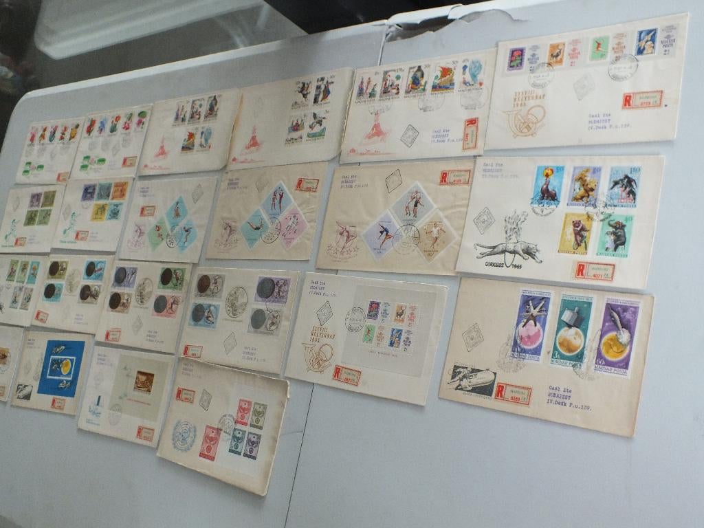 Magyar Posta 1965 22 omslagen met FDC., Postzegels en Munten, Verzenden, Gestempeld