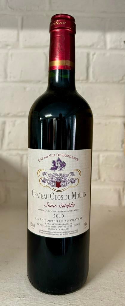 Saint -Estèphe 2010 Chateau clos du Moulin 8 flessen, Enlèvement, France, Vin rouge