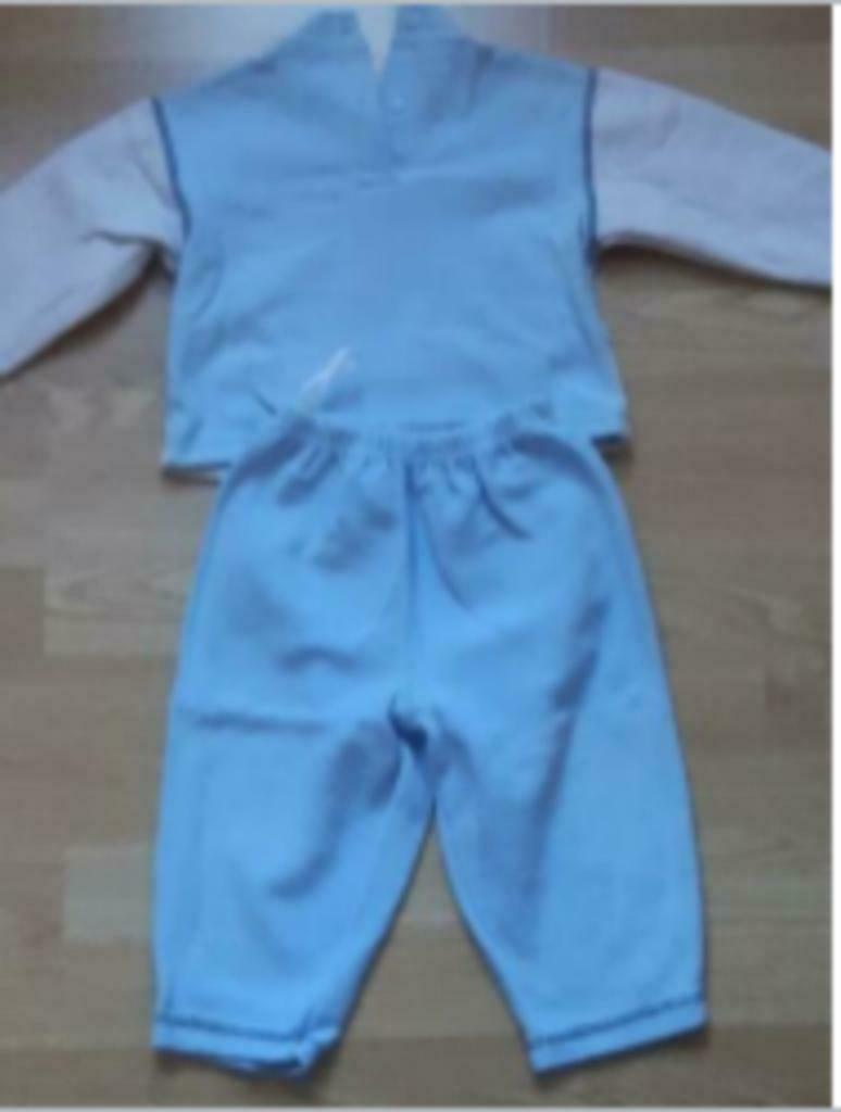 babypakje-18 m.-bloes/broek-lichtblauw/wit-treintje+opschrif, Ophalen, Nieuw, Jongetje of Meisje