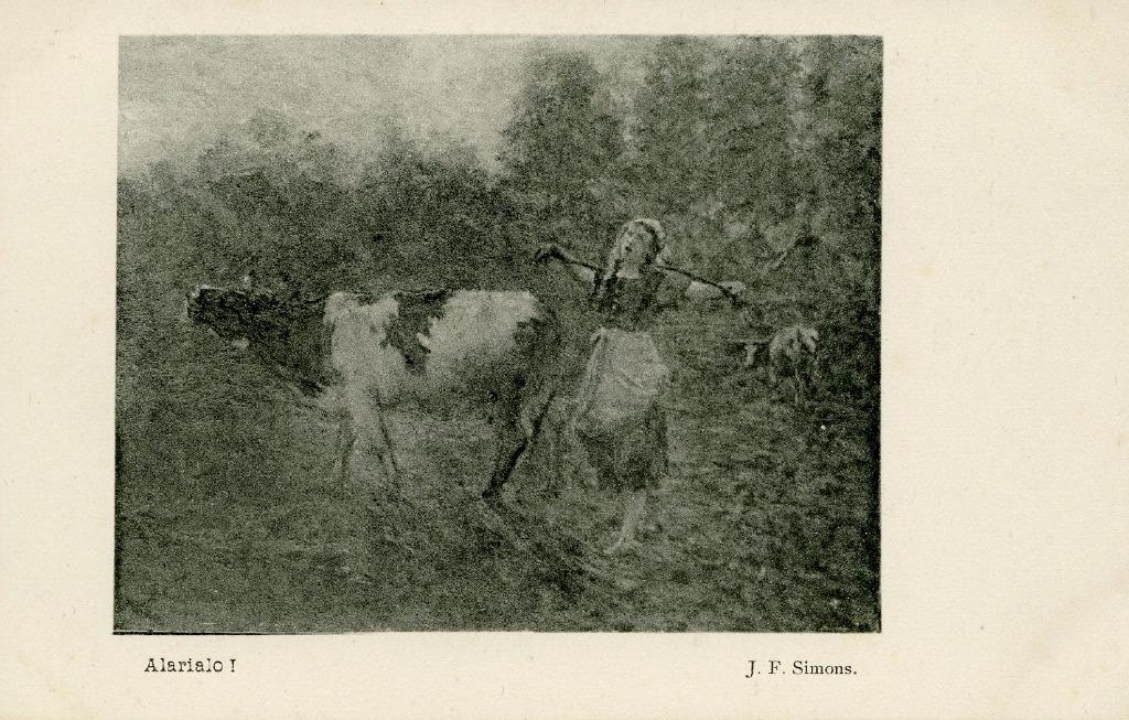 Prentkaart Alarialo, schilderij van Jan Frans Simonss, Ophalen of Verzenden, Voor 1920, Gelopen, Antwerpen