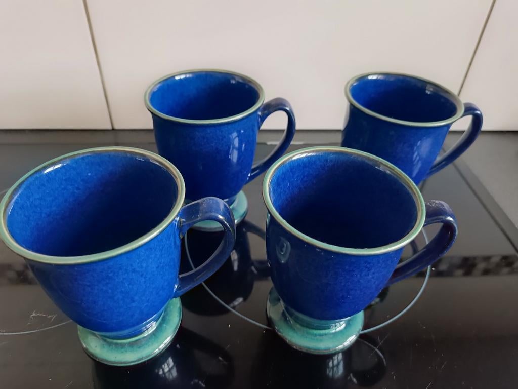 Ensemble de 4 mugs verts et bleus Denbymetz, très bon état, Enlèvement