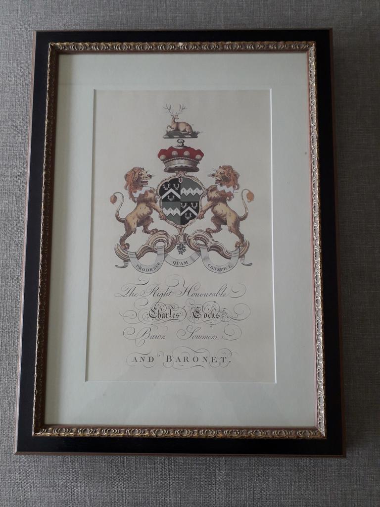 Wapenschild Charles Cocks, Antiek en Kunst, Kunst | Etsen en Gravures, Ophalen
