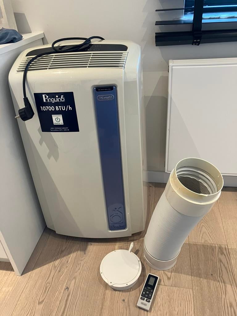 Delonghi pinguino mobiele airco, Ophalen, Zo goed als nieuw, Mobiele airco, Afstandsbediening