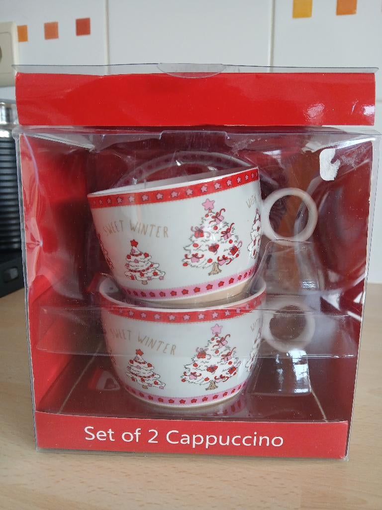 Set de 2 tasses + sous-tasses NEUF  cappuccino Noël, Maison & Meubles, Cuisine | Vaisselle, Neuf, Enlèvement, Autres styles, Porcelaine